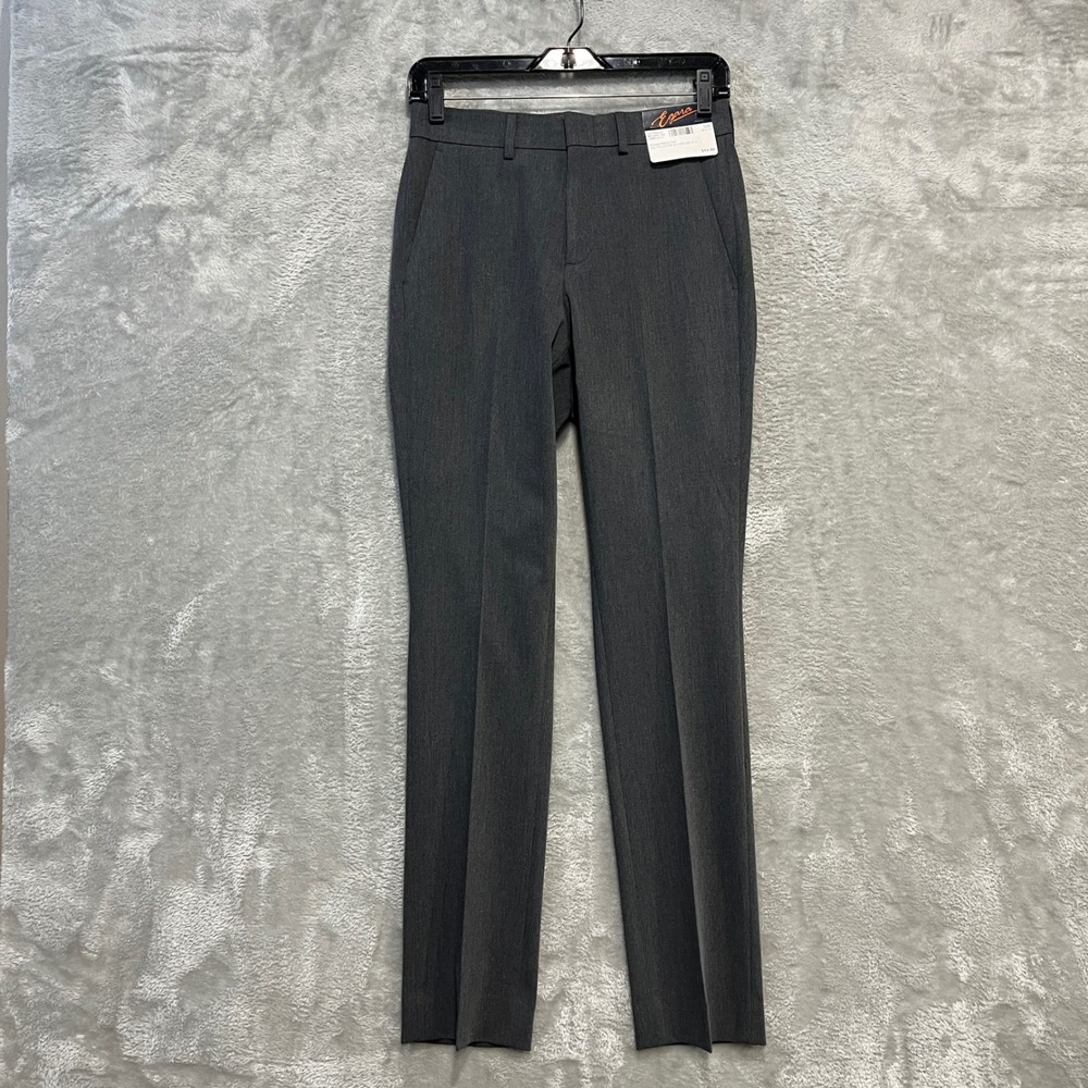 Egara Dress Pants Mens 28x32 Gray Skinny Fit Stretch Flat Front Trousers NEW